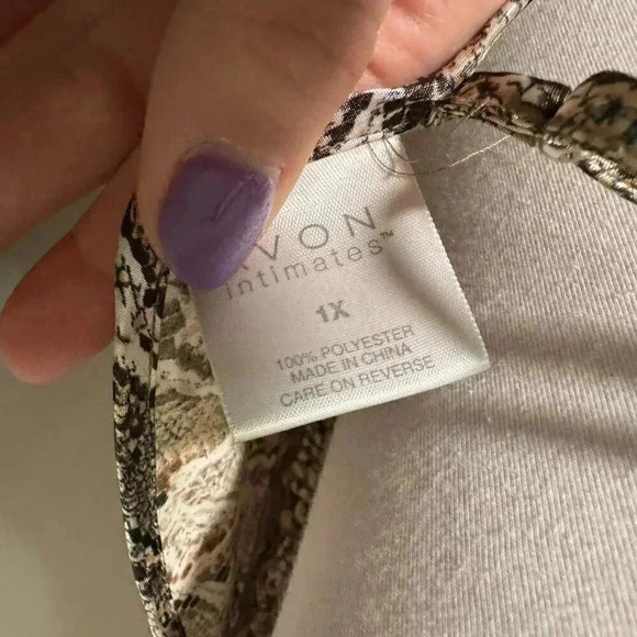 Vintage Avon Women's  Brown Snake Python Lace Chemise 1X Slip Dress Lingerie - Picture 6 of 6